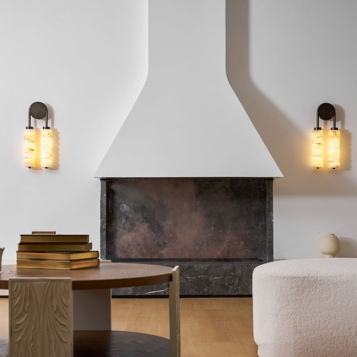 Calla Ribbed Nordic Modern Alabaster Stone Wall Light