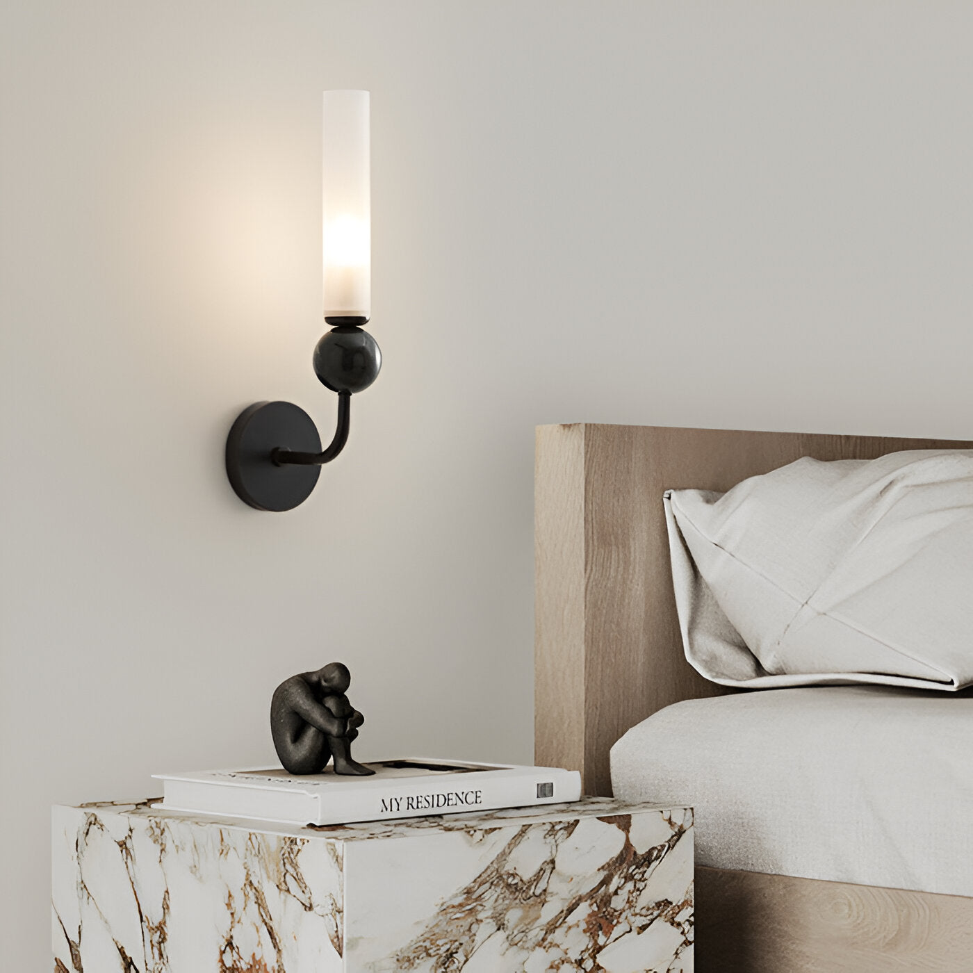 Lampada da parete lunga in rame di lusso in marmo