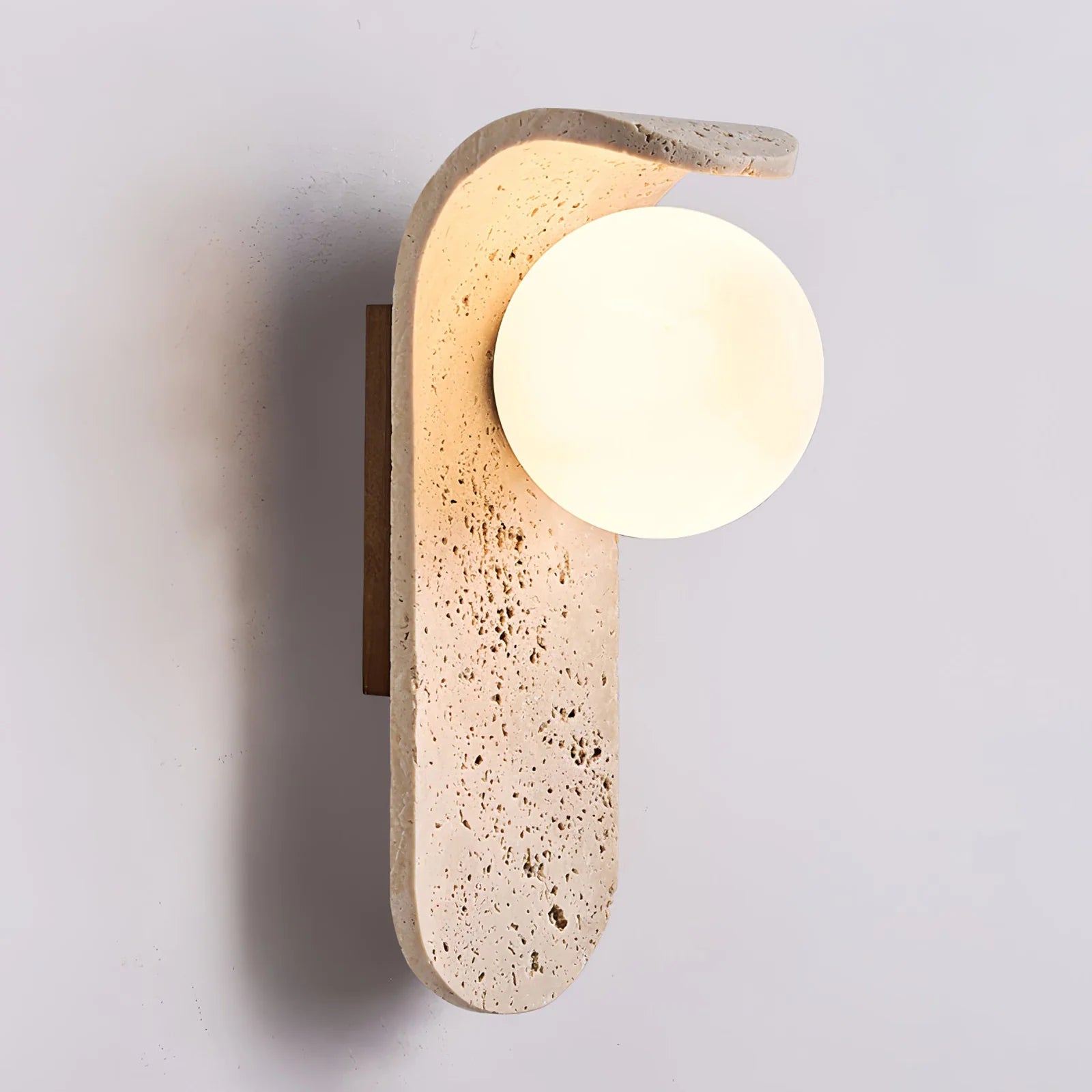 Curve Solstice Minimalist Travertine Wall Light