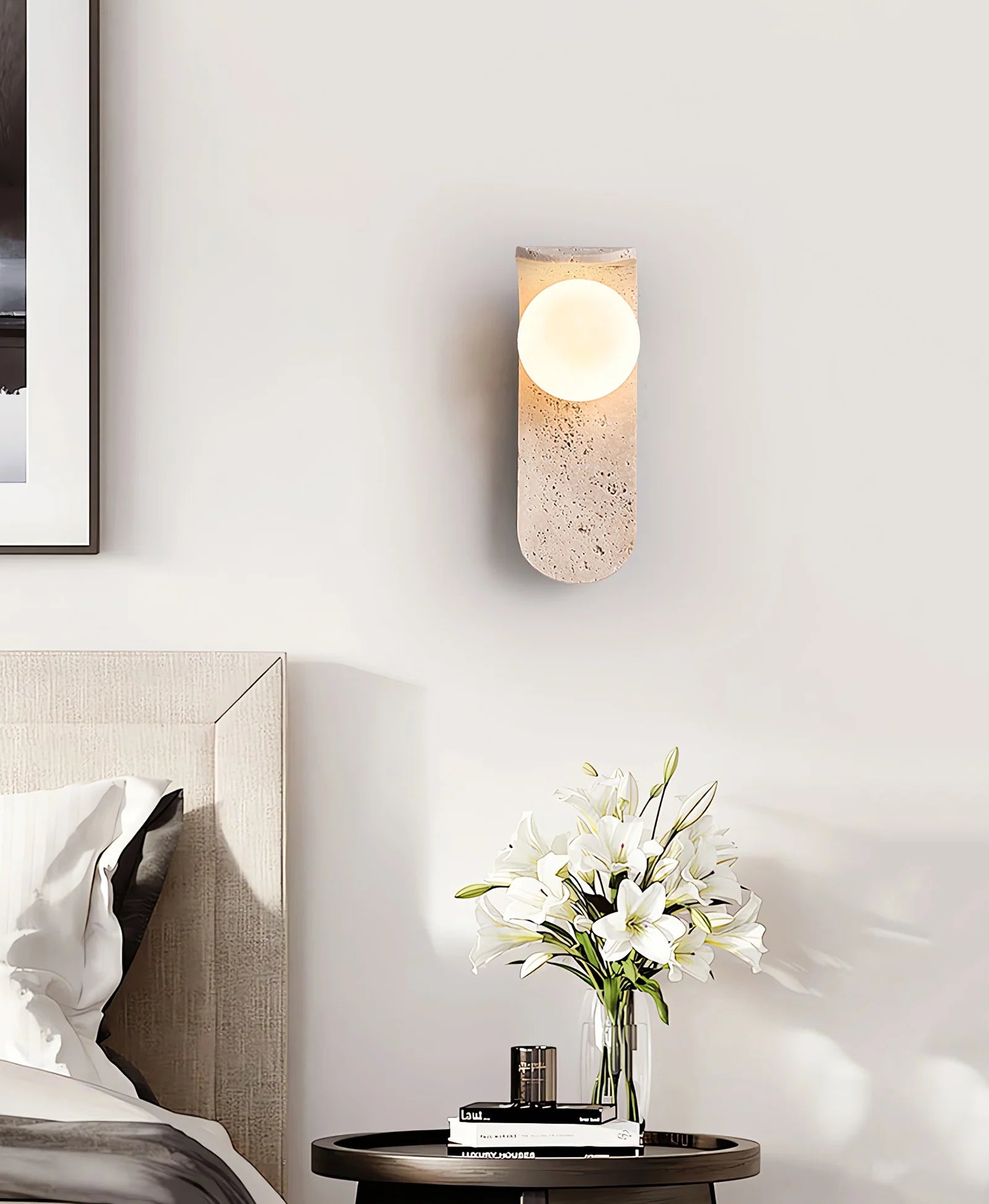 Curve Solstice Minimalist Travertine Wall Light