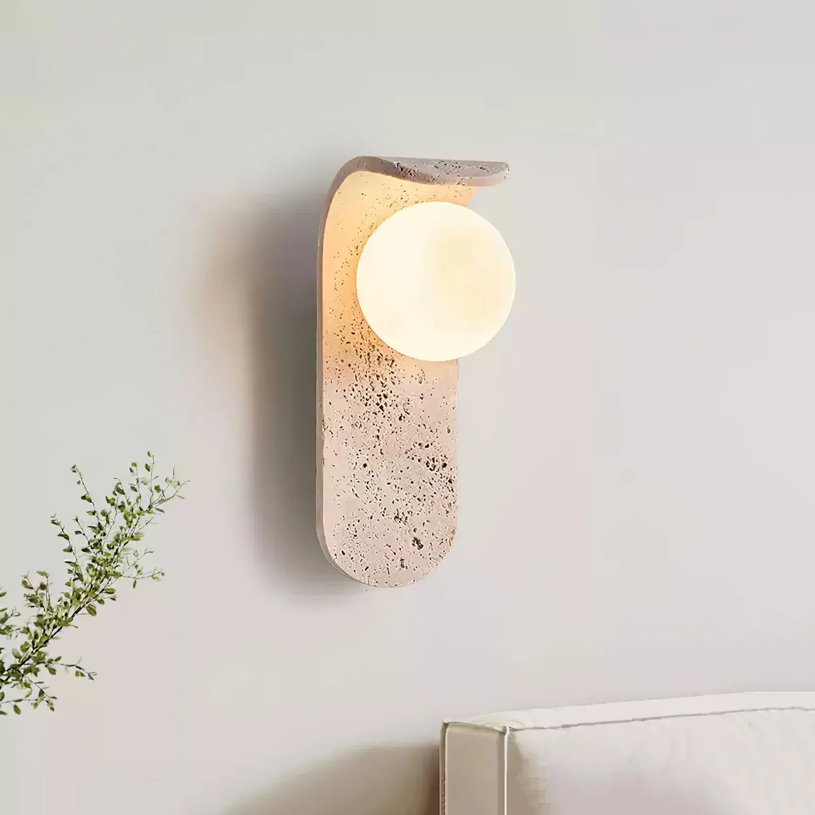 Curve Solstice Minimalist Travertine Wall Light