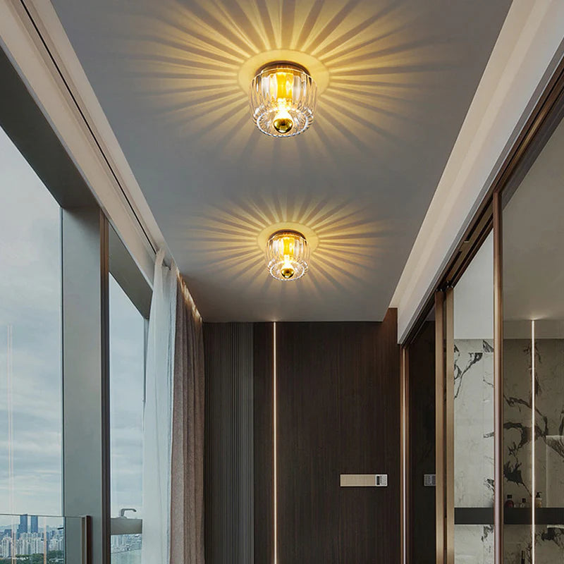 Clara Rays Contemporary Brass Glass Ceiling Light