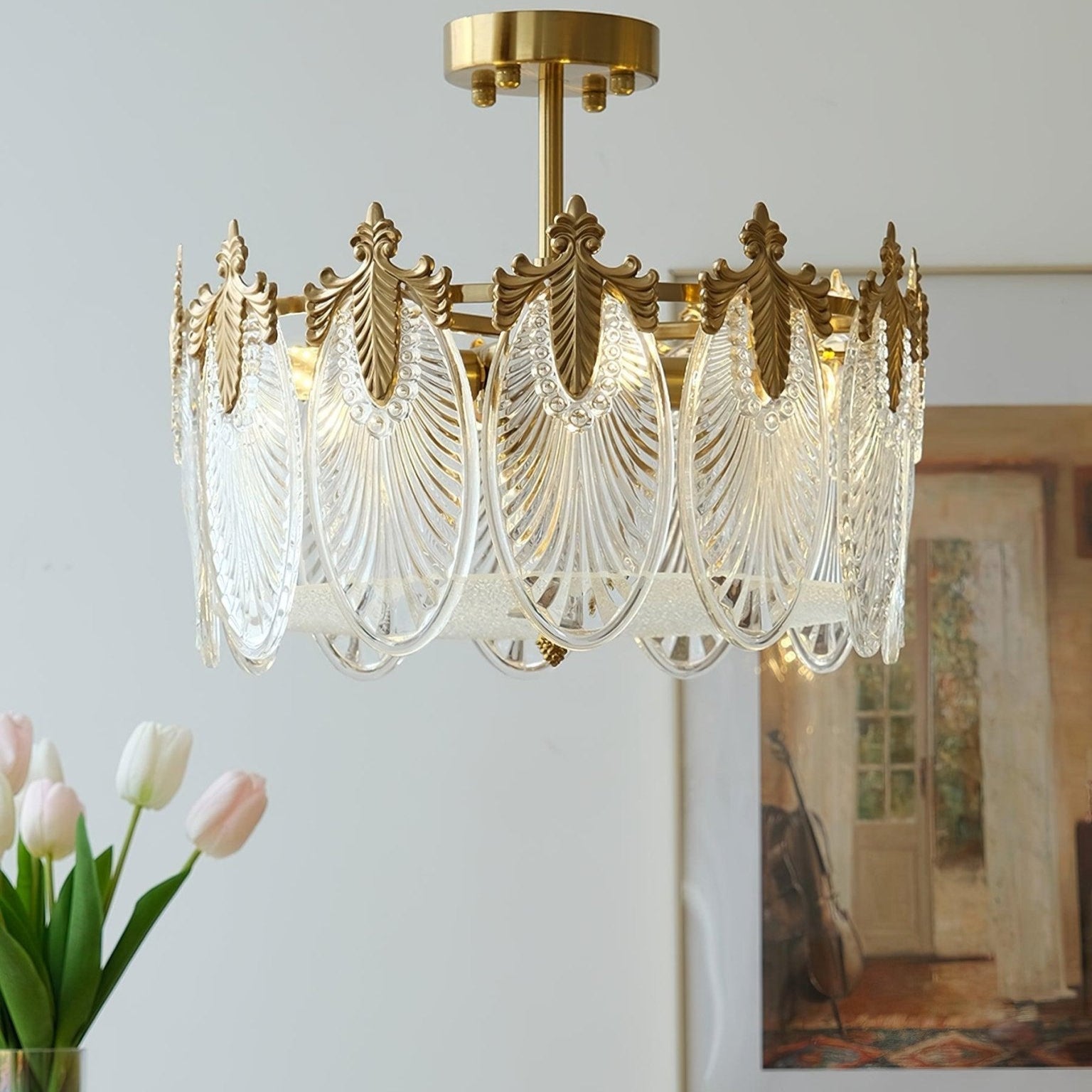 Lucea Bloom Retro Glass Round Chandelier