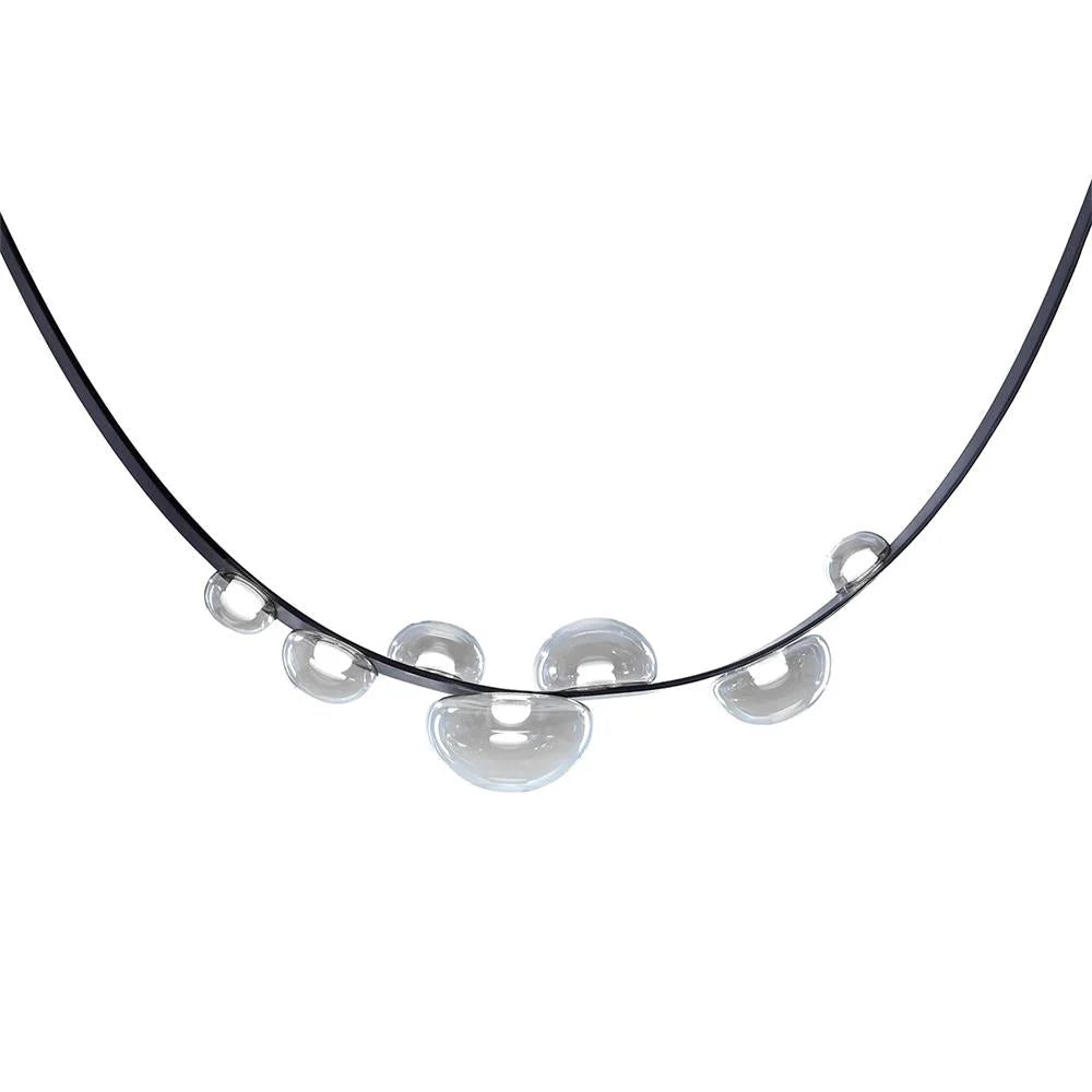 Dew Drops Nordics Glass Leather Linear Chandelier