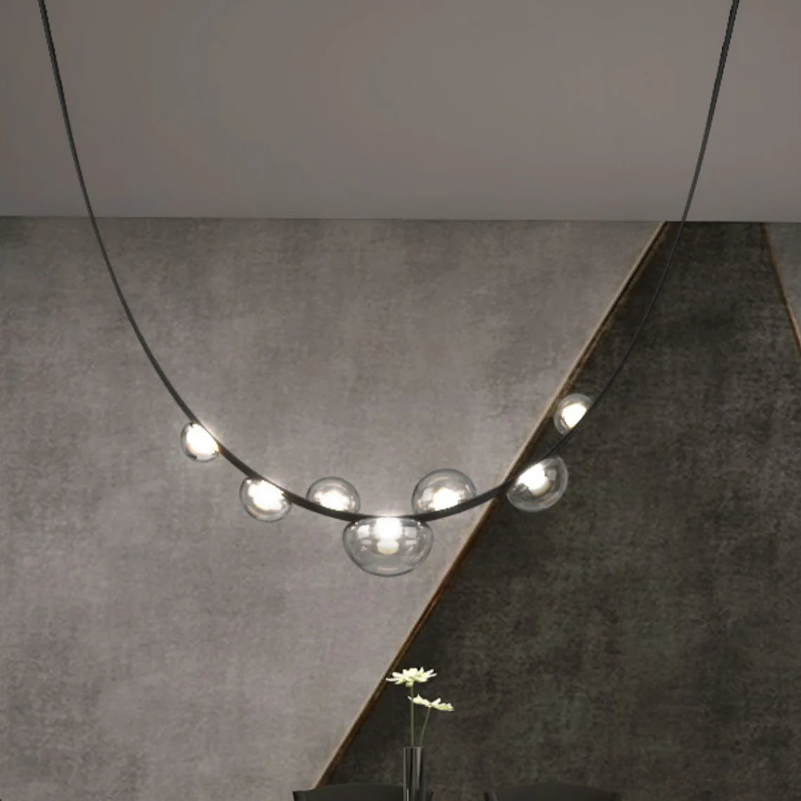 Dew Drops Nordics Glass Leather Linear Chandelier