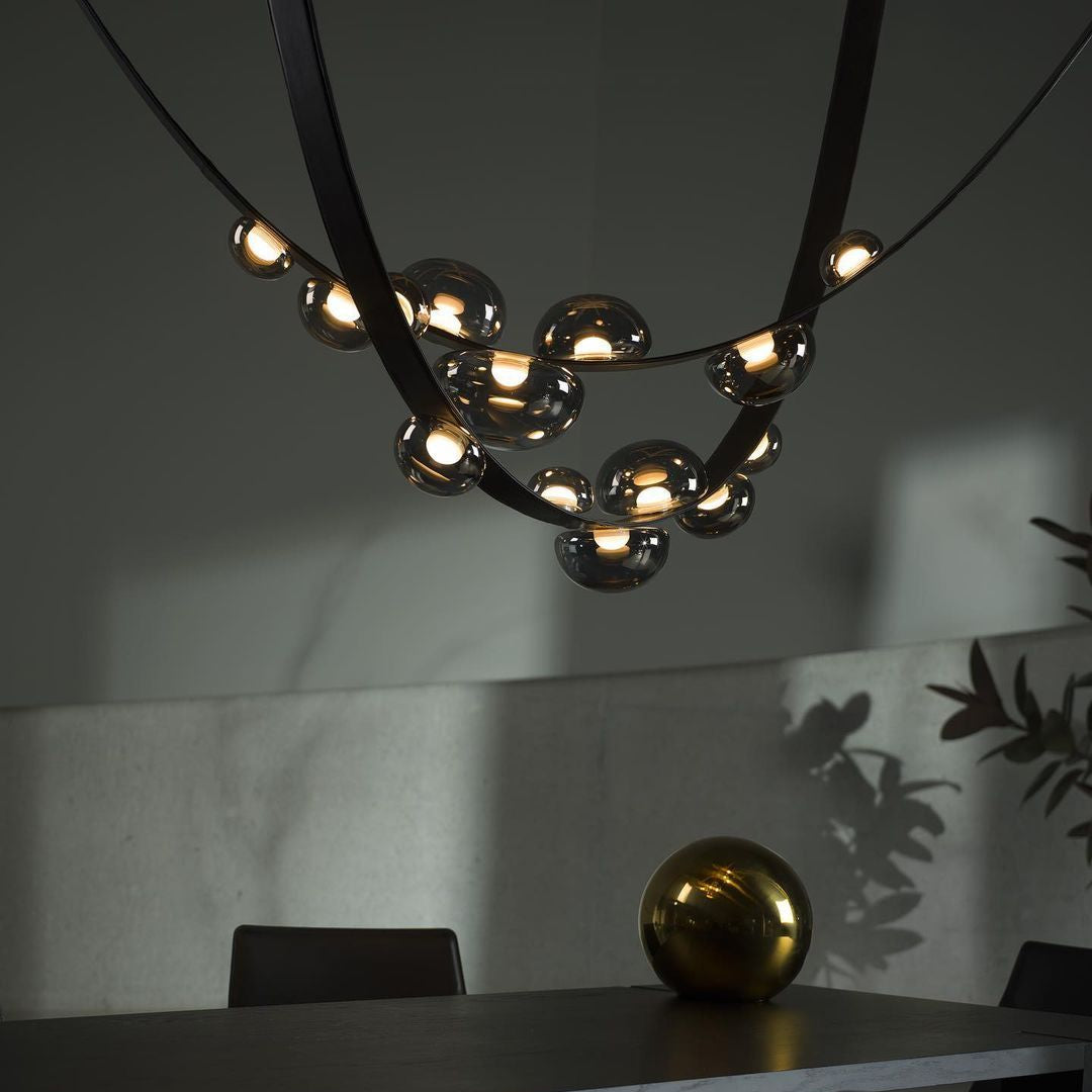 Dew Drops Nordics Glass Leather Linear Chandelier