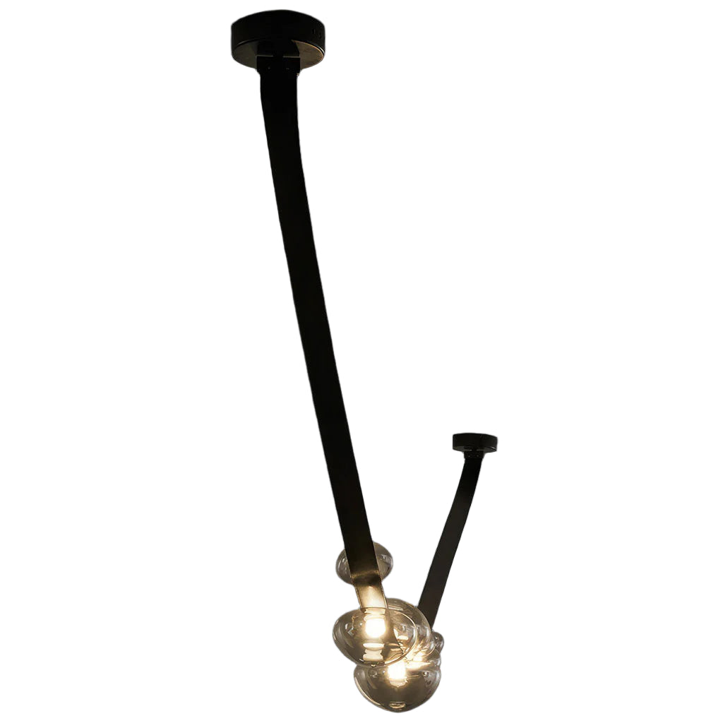 Dew Drops Nordics Glass Leather Linear Chandelier