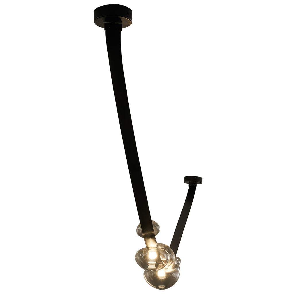Dew Drops Nordics Glass Leather Linear Chandelier