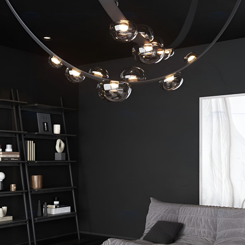 Dew Drops Nordics Glass Leather Linear Chandelier