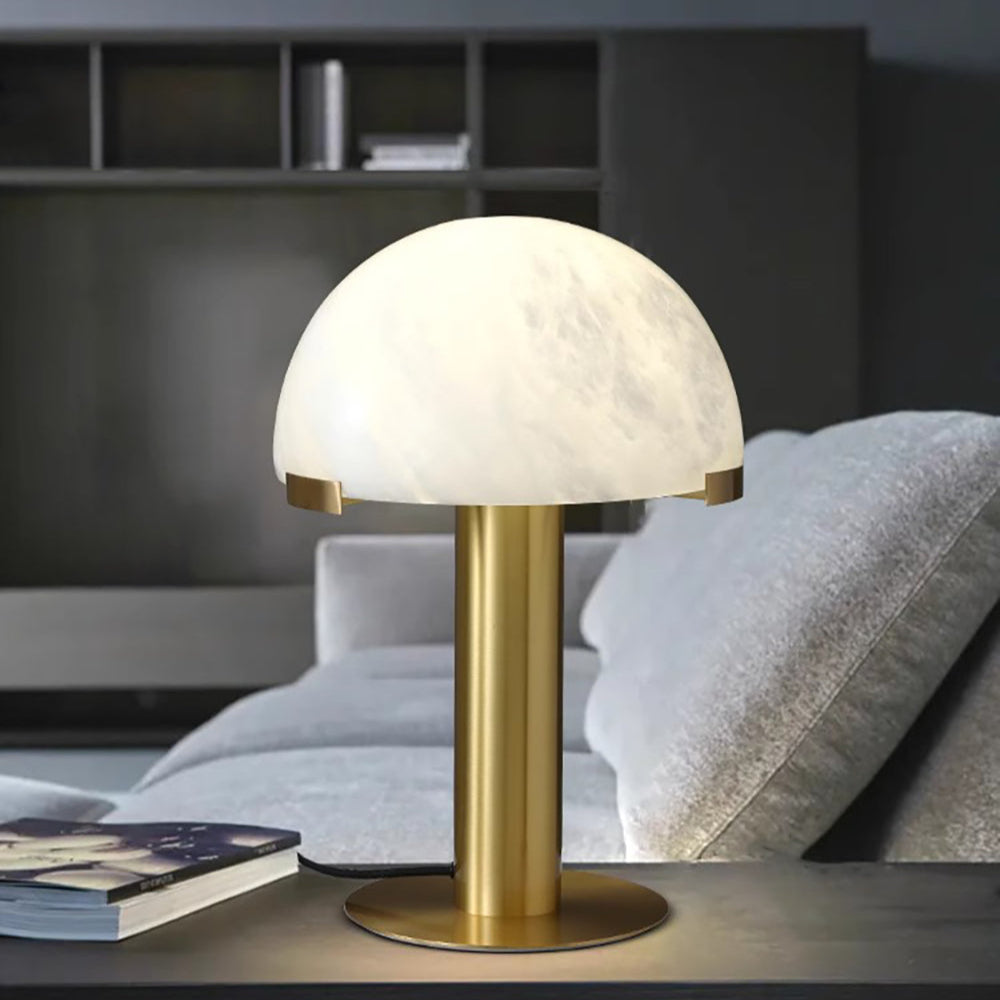 Luminous Veil Alabaster Bronze Table Lamp