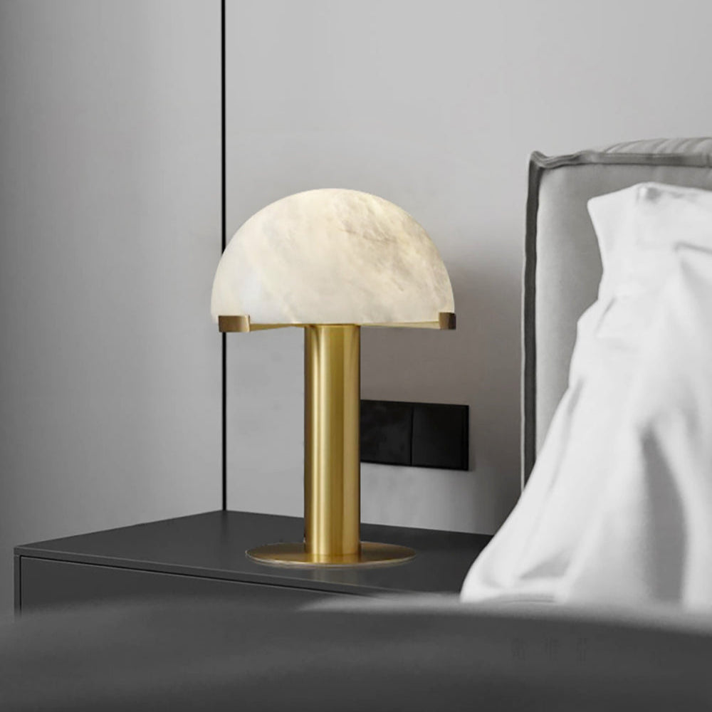 Luminous Veil Alabaster Bronze Table Lamp