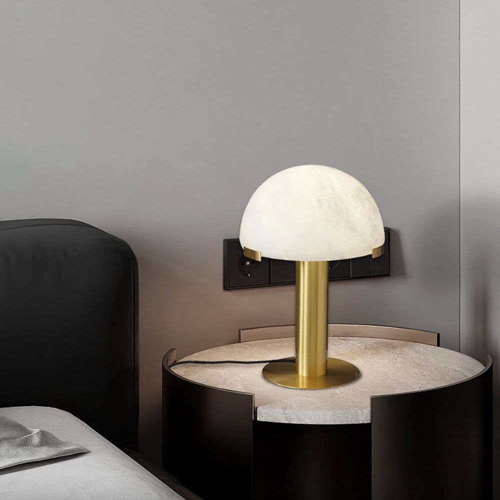 Luminous Veil Alabaster Bronze Table Lamp