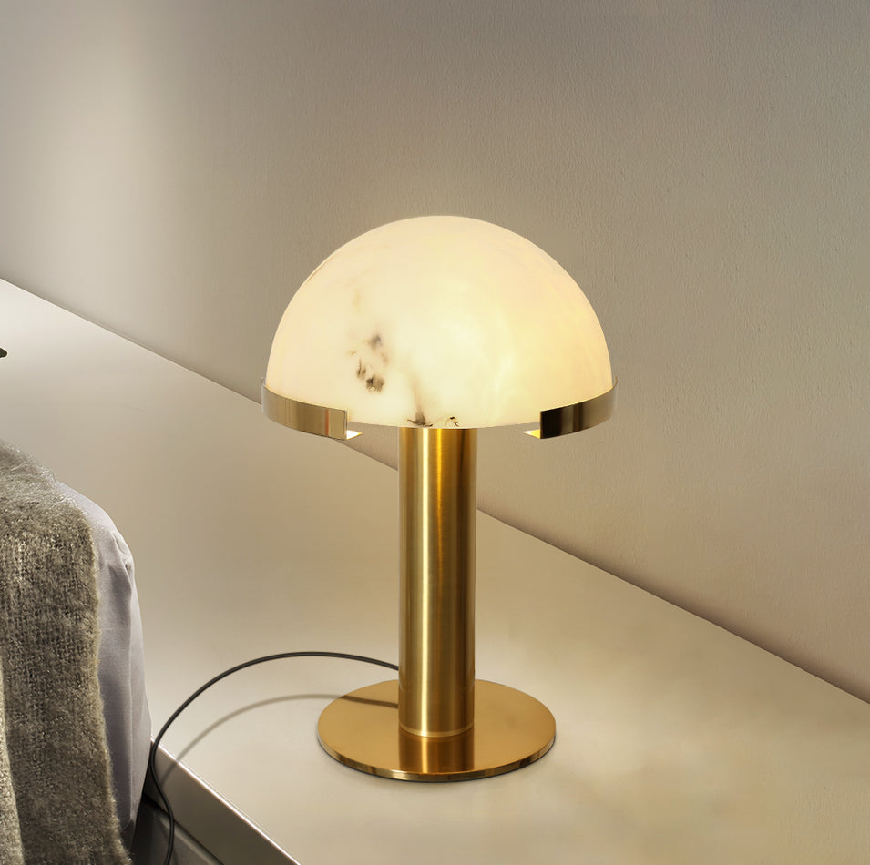 Luminous Veil Alabaster Bronze Table Lamp