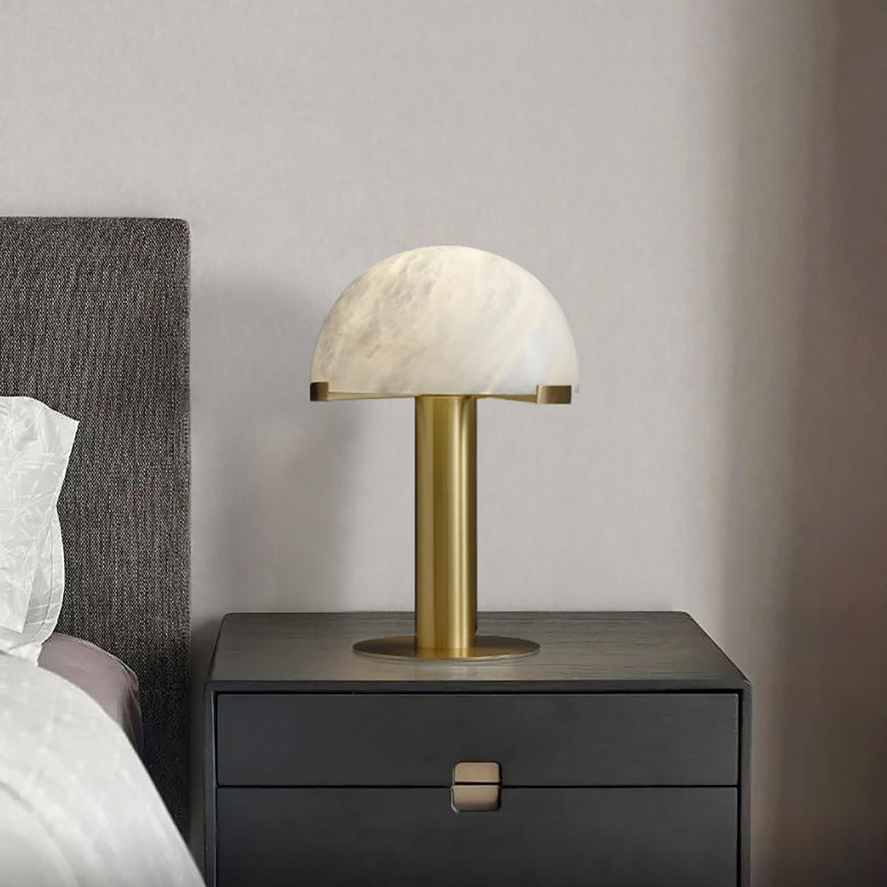 Luminous Veil Alabaster Bronze Table Lamp