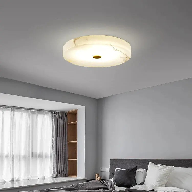 Lampe de plafond LED ronde encastrée en albâtre