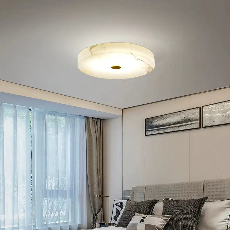 Lampe de plafond LED ronde encastrée en albâtre
