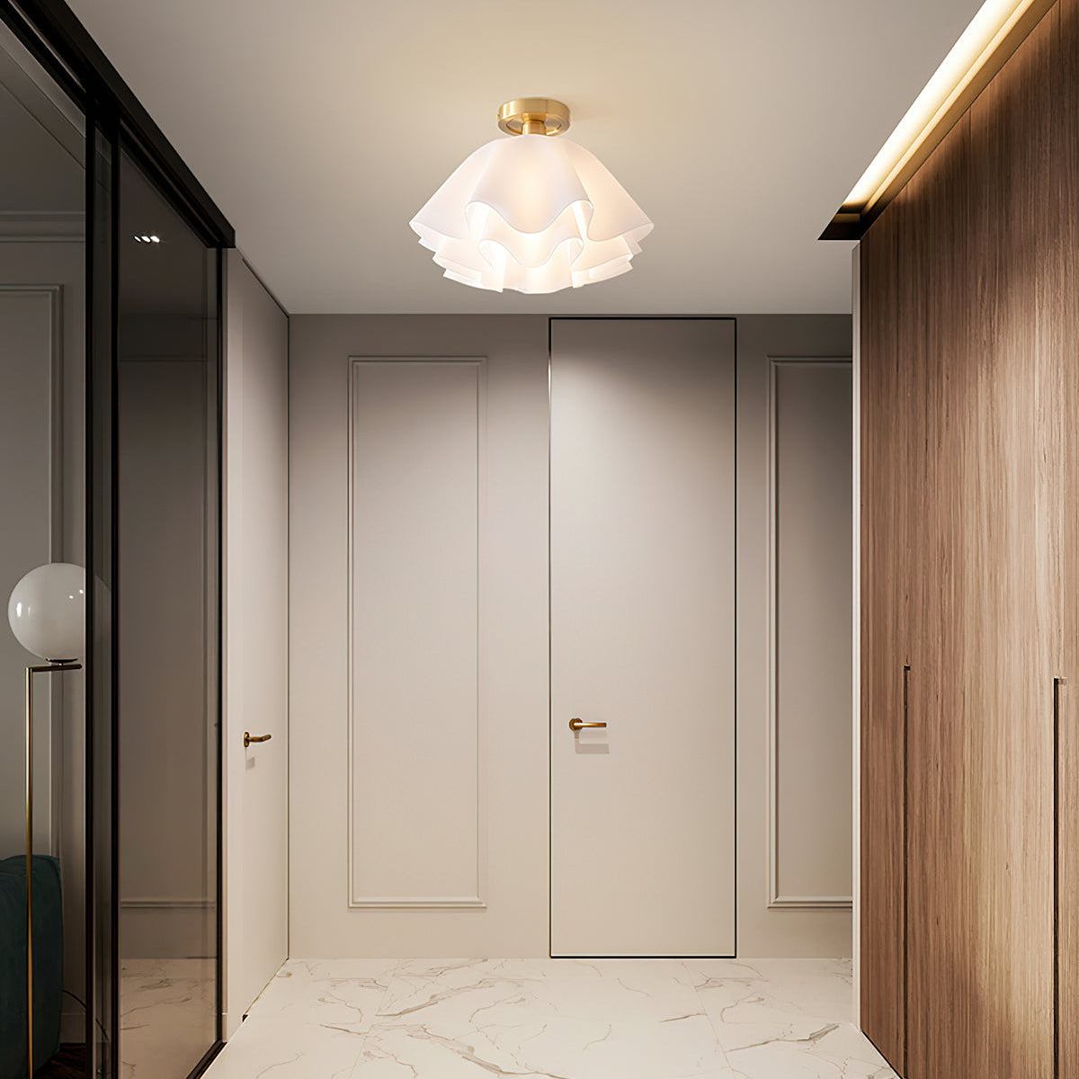 Lustra Pleated Retro Brass Acrylic Ceiling Light