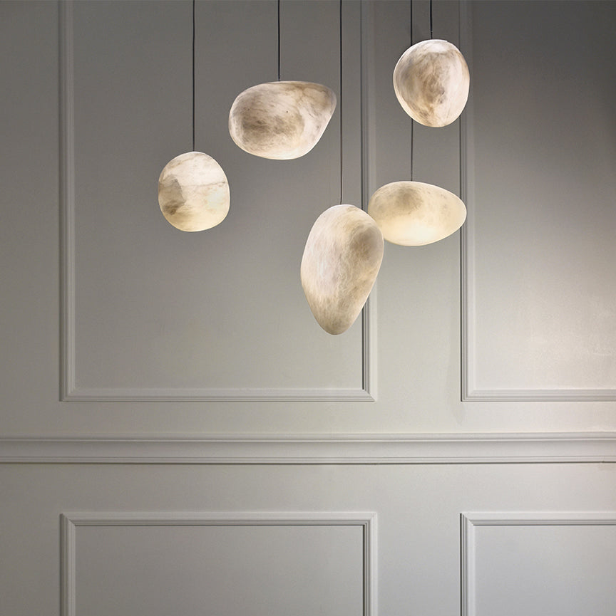 Living Sculpture Alabaster Brass Pendant Light