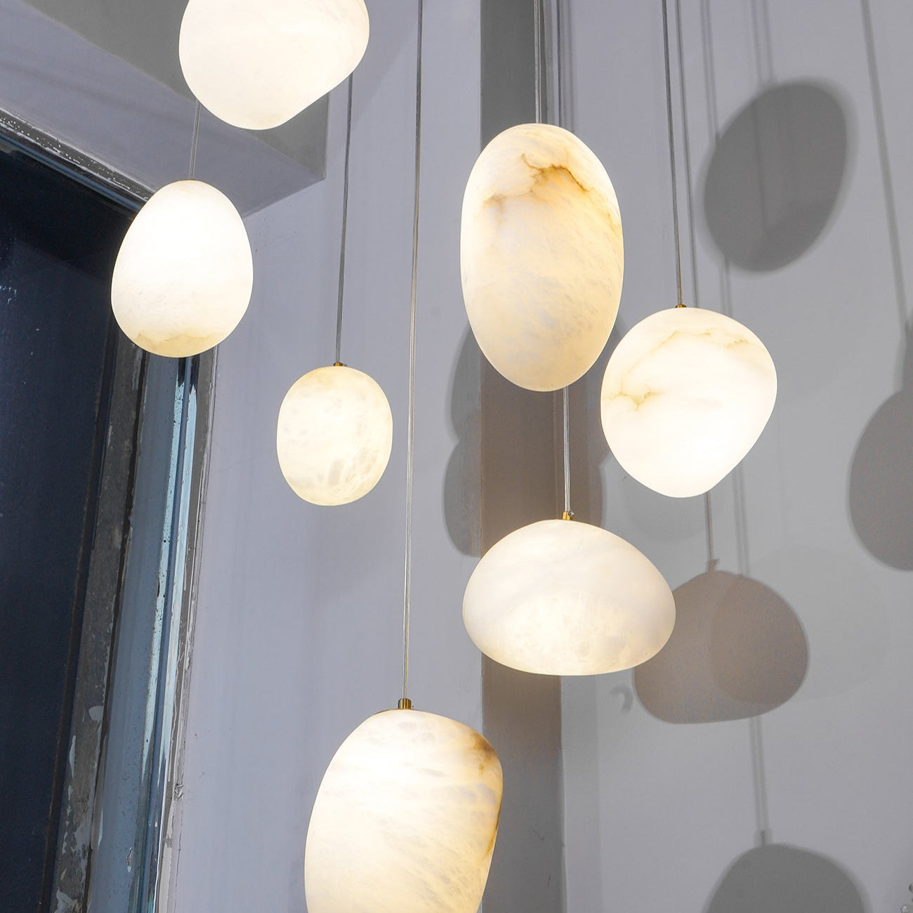 Living Sculpture Alabaster Brass Pendant Light