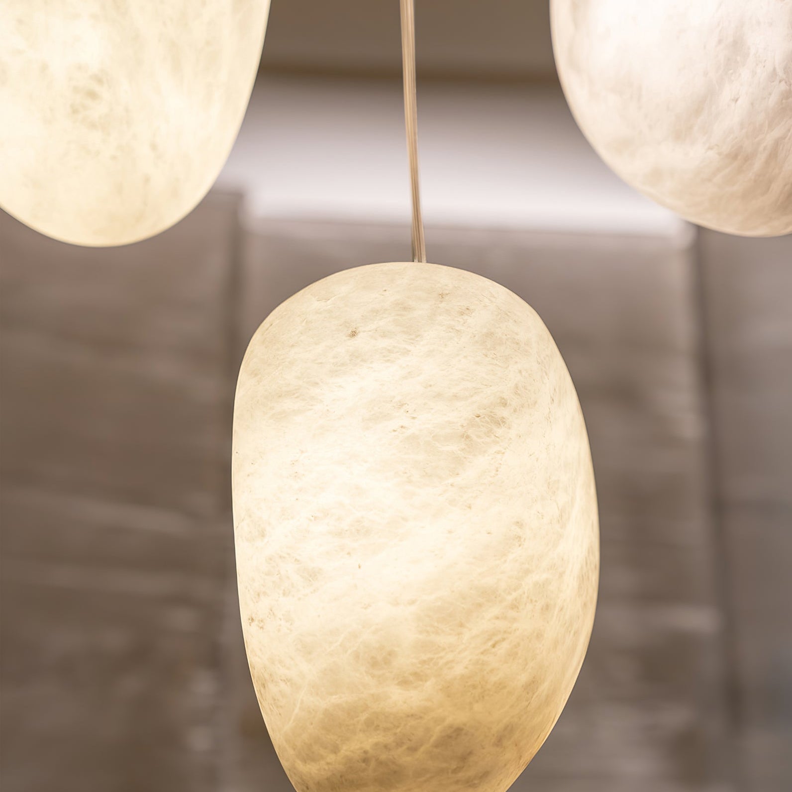 Living Sculpture Alabaster Brass Pendant Light