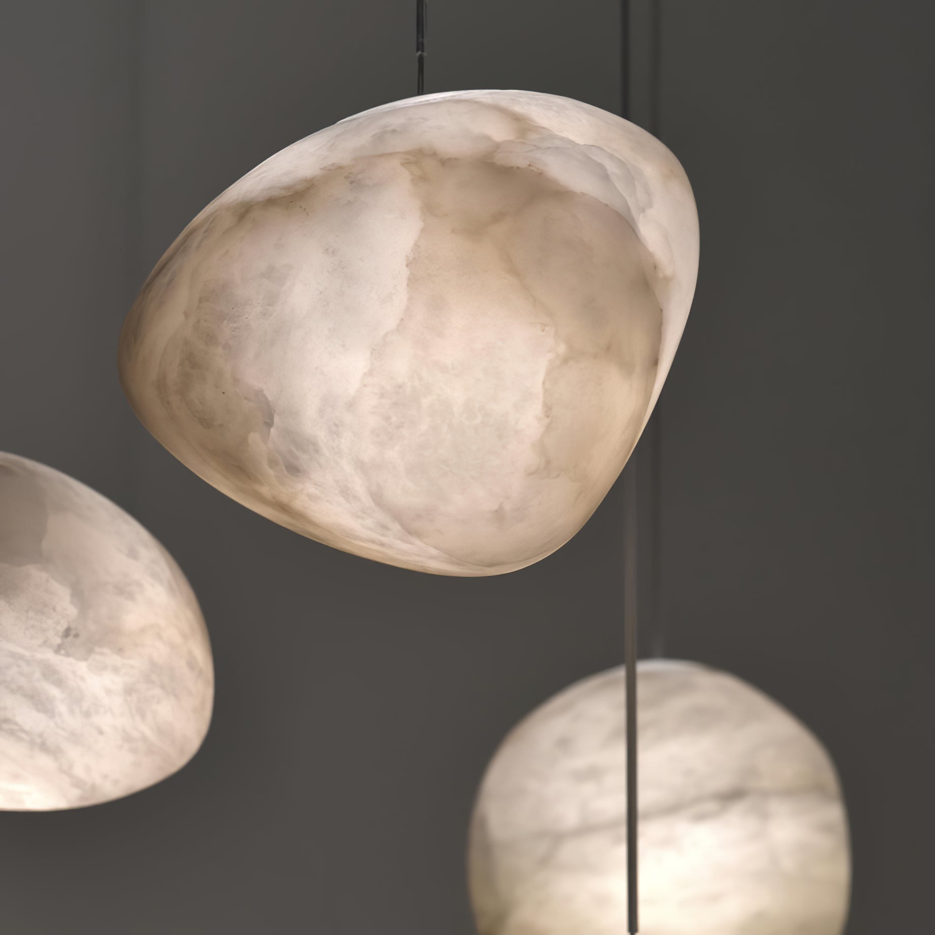 Living Sculpture Alabaster Brass Pendant Light