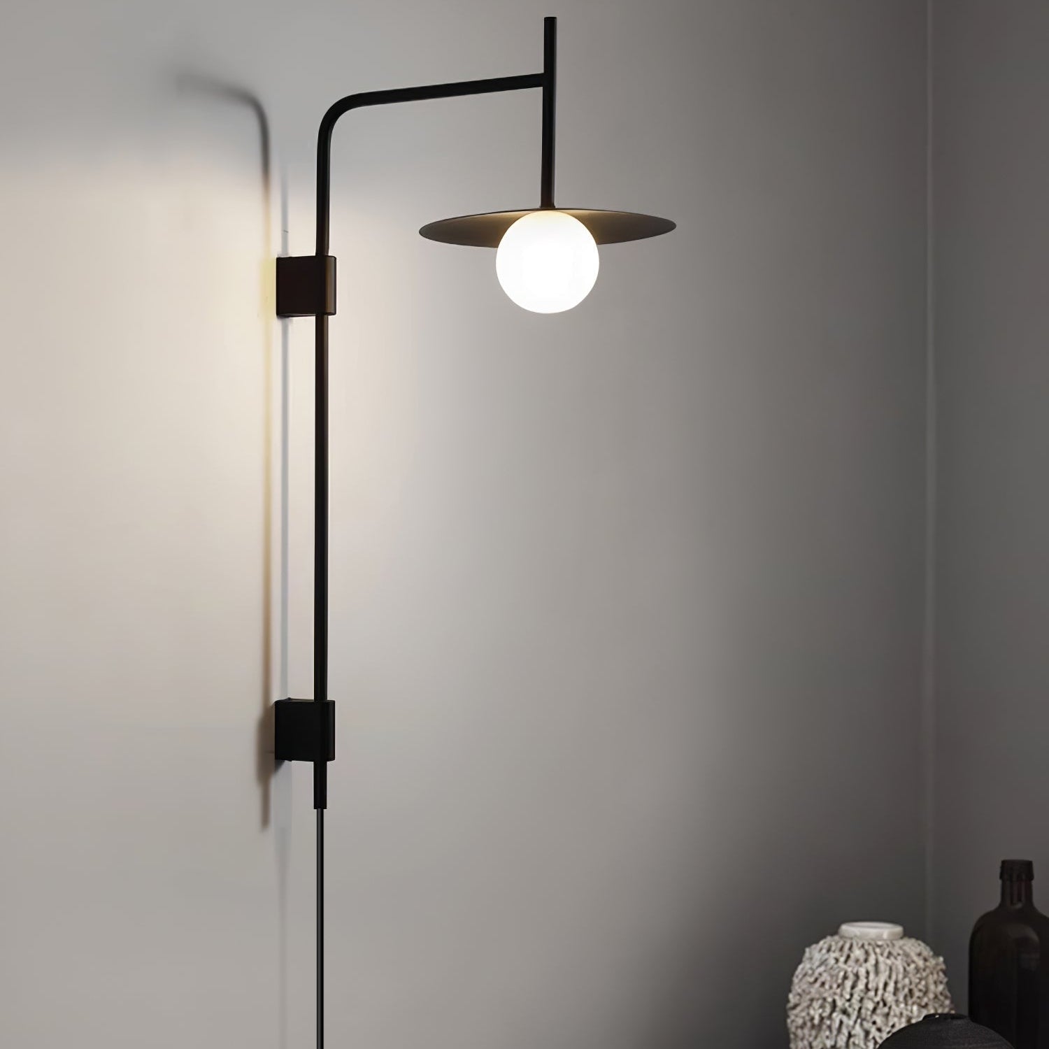 Ayumi Japandi Frosted Glass Minimalist Metal Wall Lamp