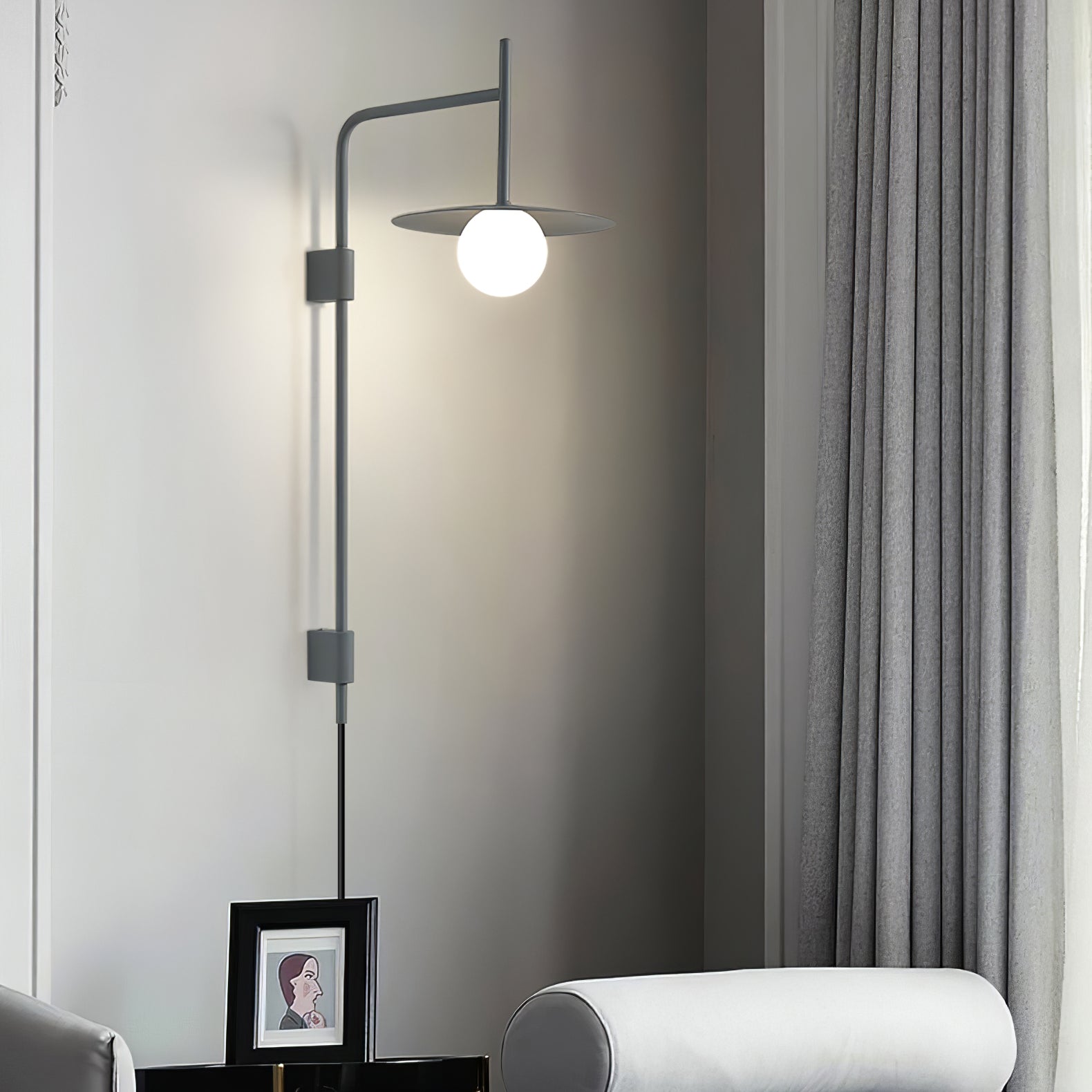 Ayumi Japandi Frosted Glass Minimalist Metal Wall Lamp
