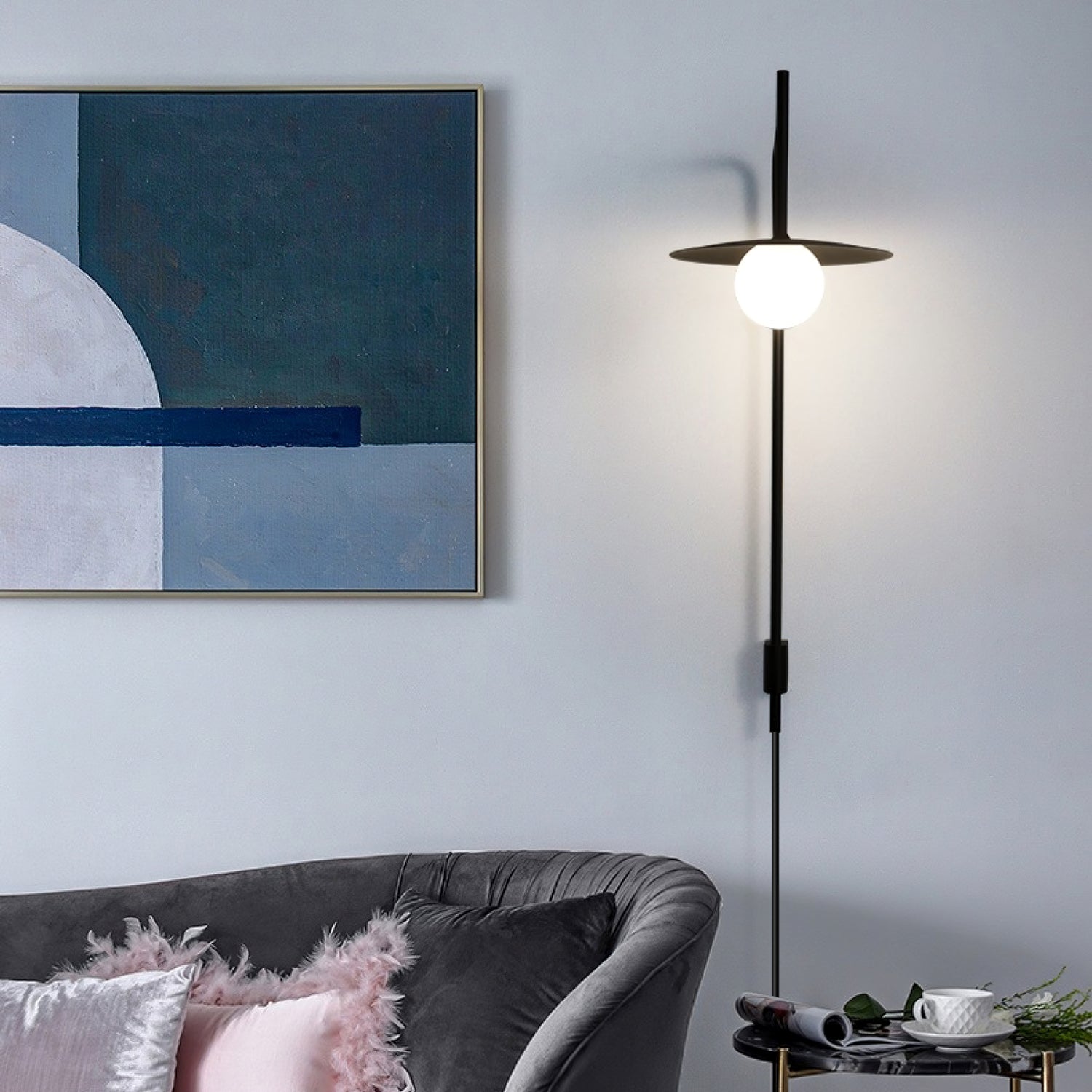 Ayumi Japandi Frosted Glass Minimalist Metal Wall Lamp