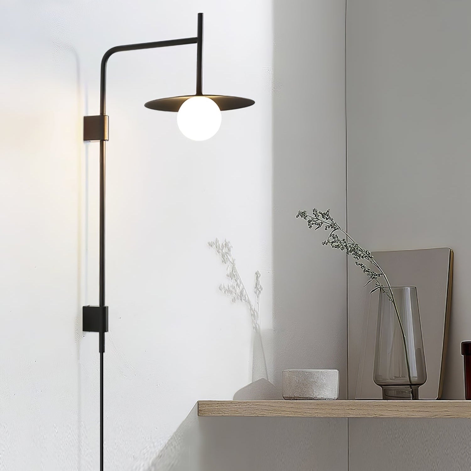 Ayumi Japandi Frosted Glass Minimalist Metal Wall Lamp