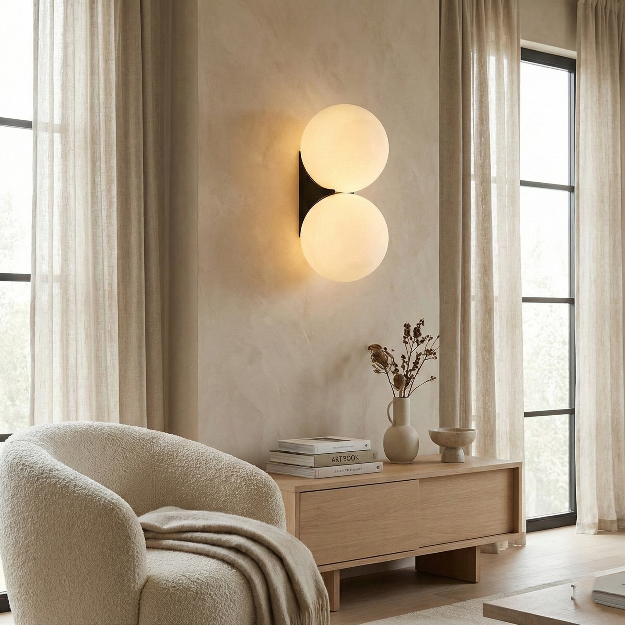 Lunaris Modern White Glass Globe Wall Light