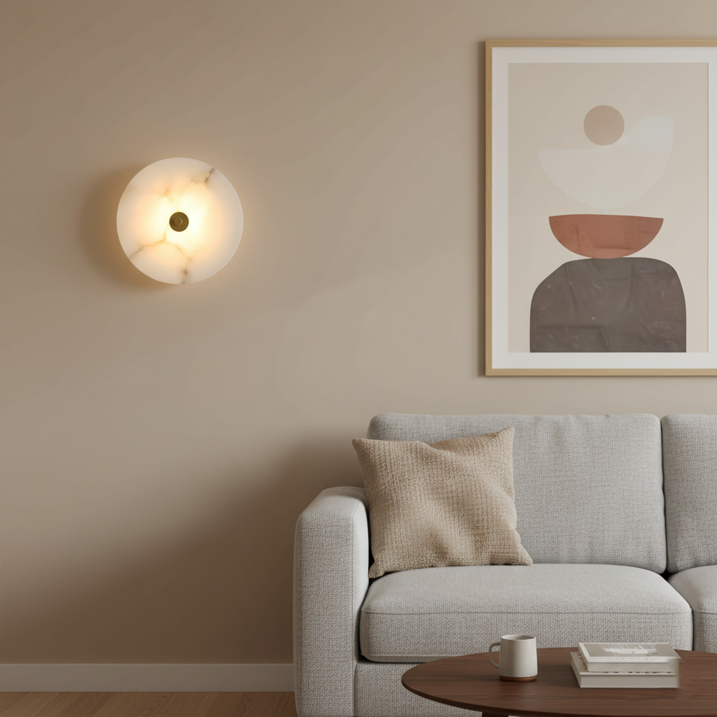 Modern Luxury Round Marble Alabaster Wall Light
