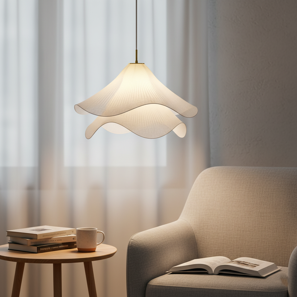 Radiance of Serenity Fabric Japandi Pendant Light