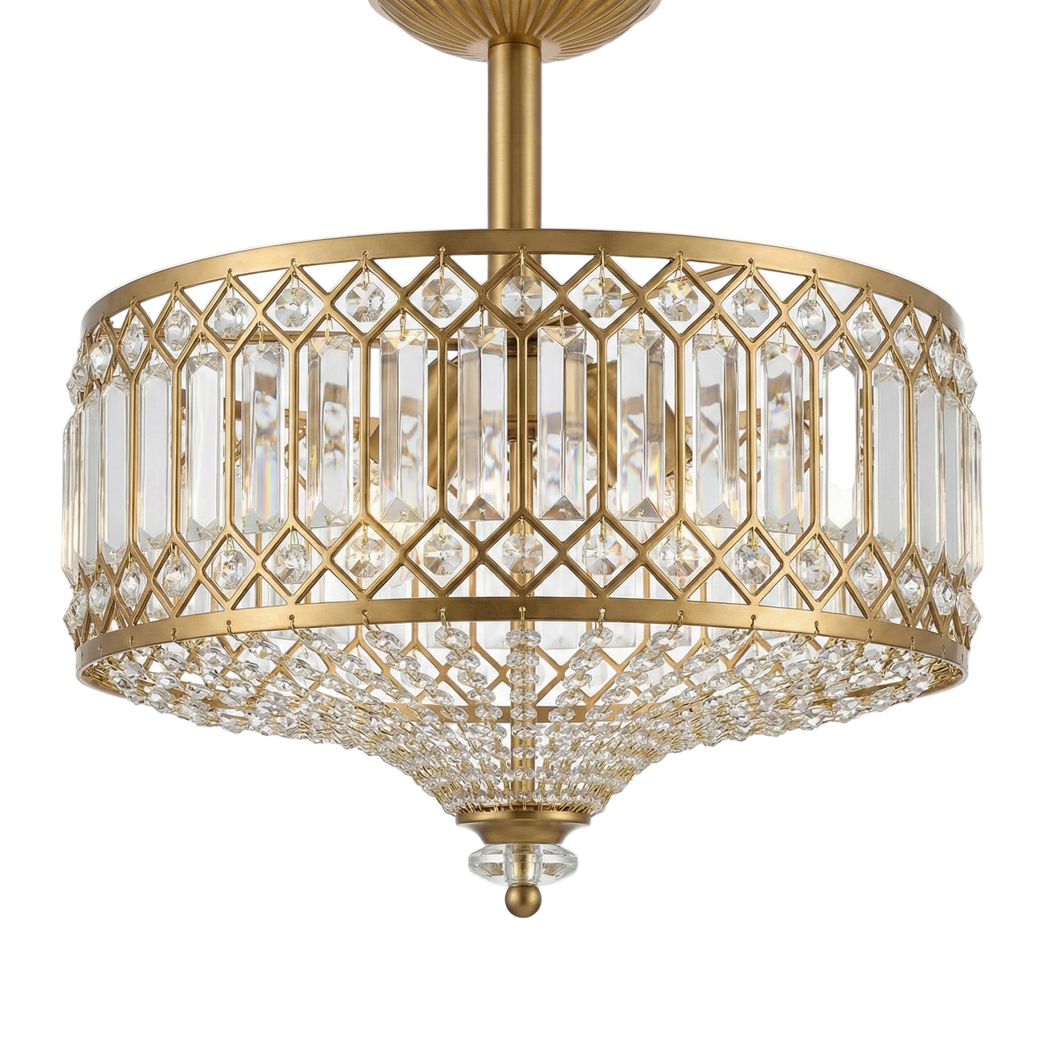Seraphine Luxury Crystal Drum Semi Flush Ceiling Light
