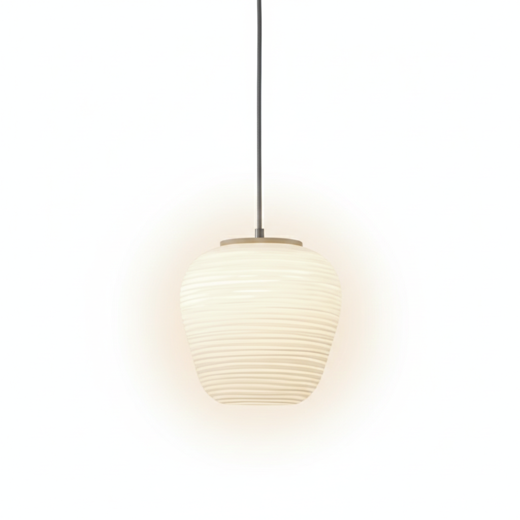 Nordic Modern Ribbed Opal White Globe Glass Pendant Light