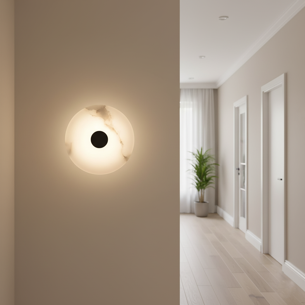 Modern Luxury Round Marble Alabaster Wall Light