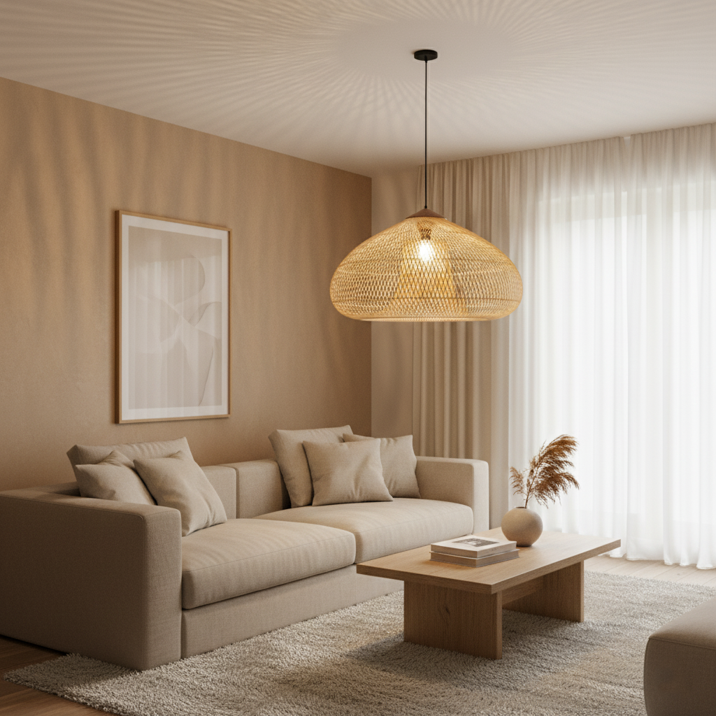 Elegant Handmade Rattan Japandi Pendant Light