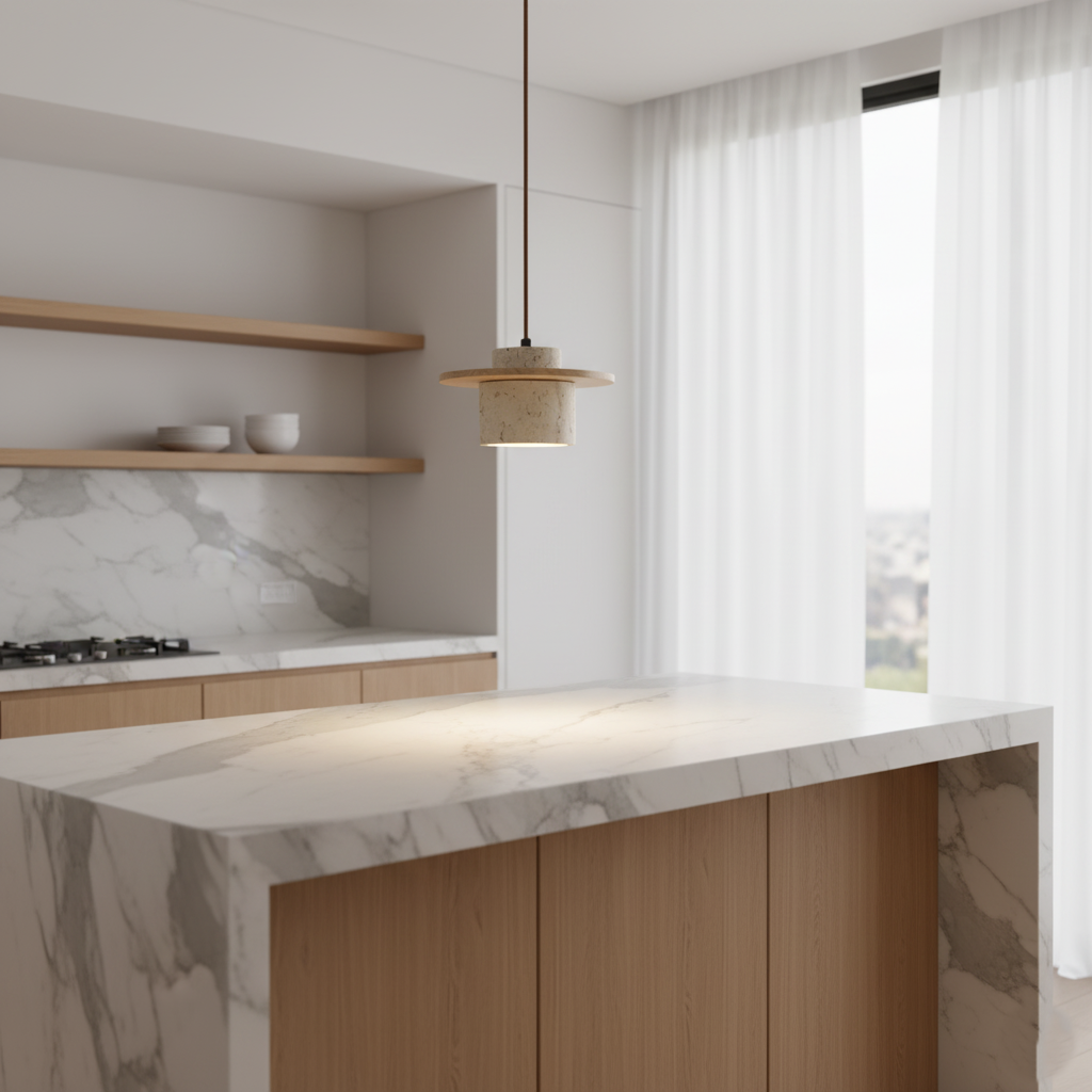 Japanese Style Vintage Travertine Pendant Light