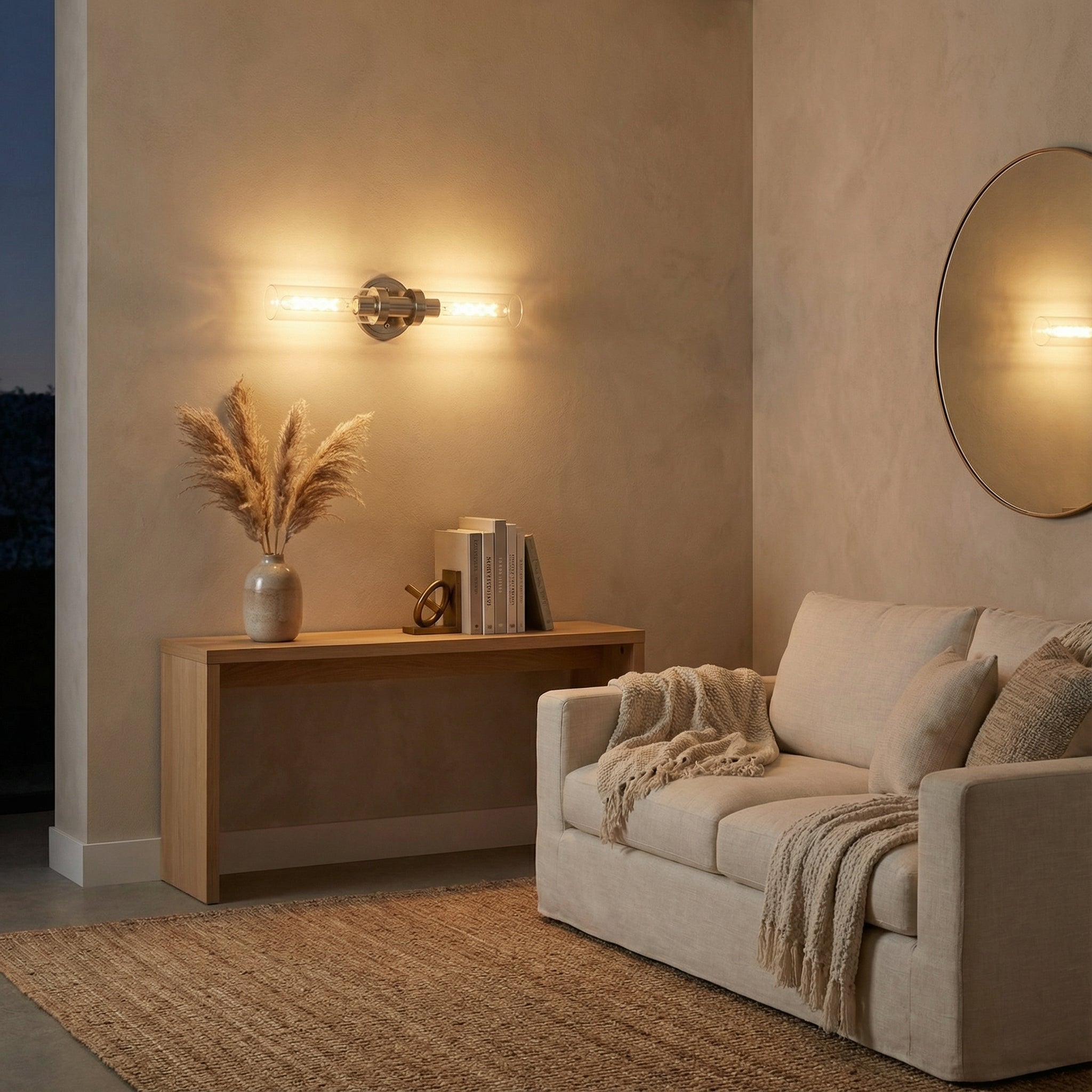 Averin Modern Glass Double Tube Wall Light