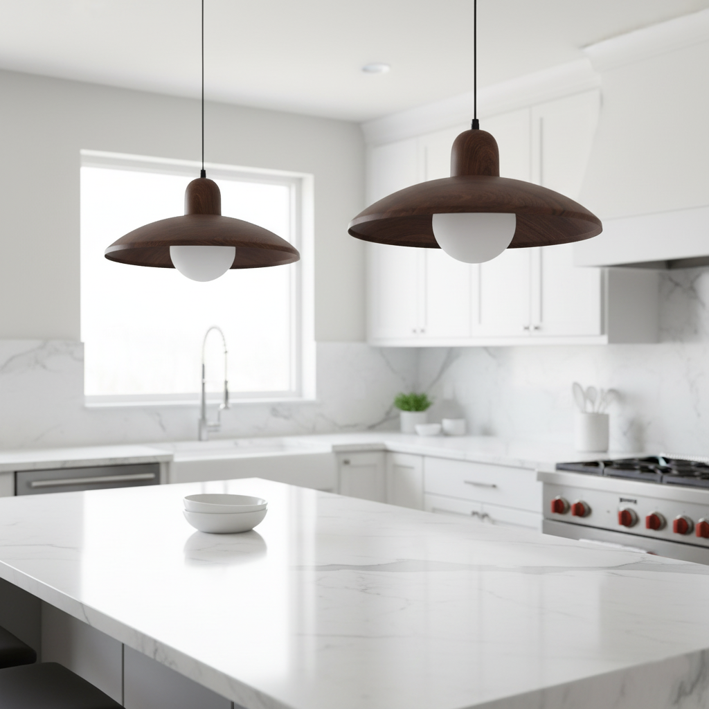 Japanese Style Wabi-Sabi Walnut Pendant Light