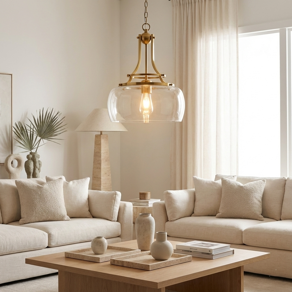 Aurielle Brushed Gold Clear Glass Pendant Light