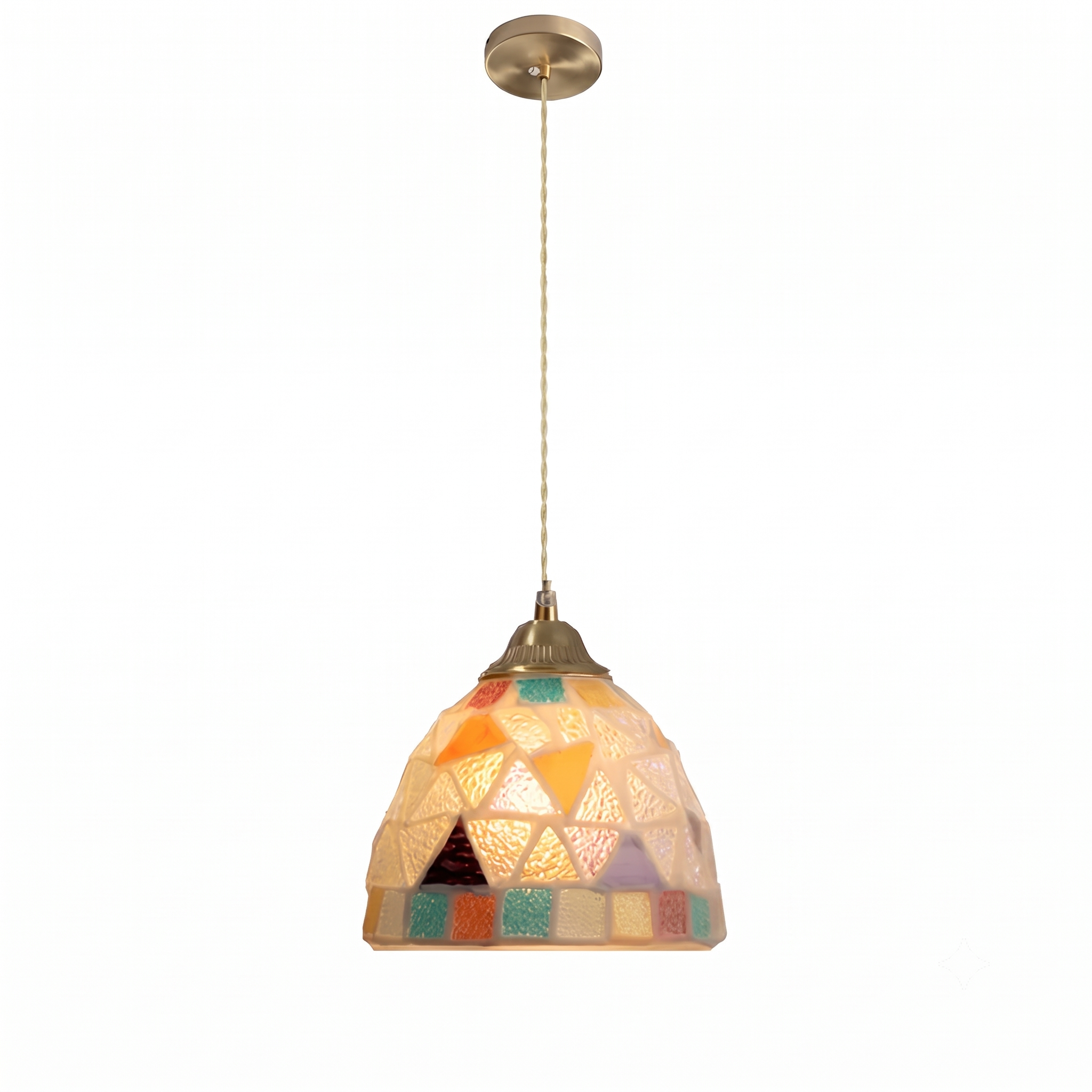 Retro Colorful Natural Shell Handcrafted Brass Pendant Light