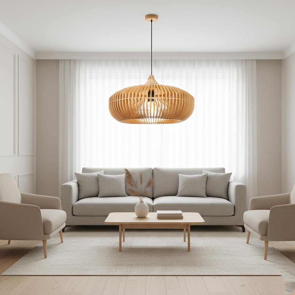 The Halo of Zen Japandi Wood Pendant Light