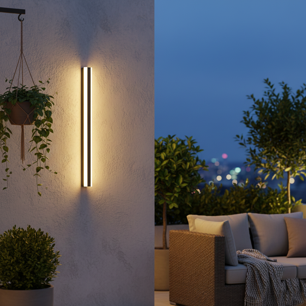 Edge Smooth Minimalist Linear Metal Outdoor Wall Lamp