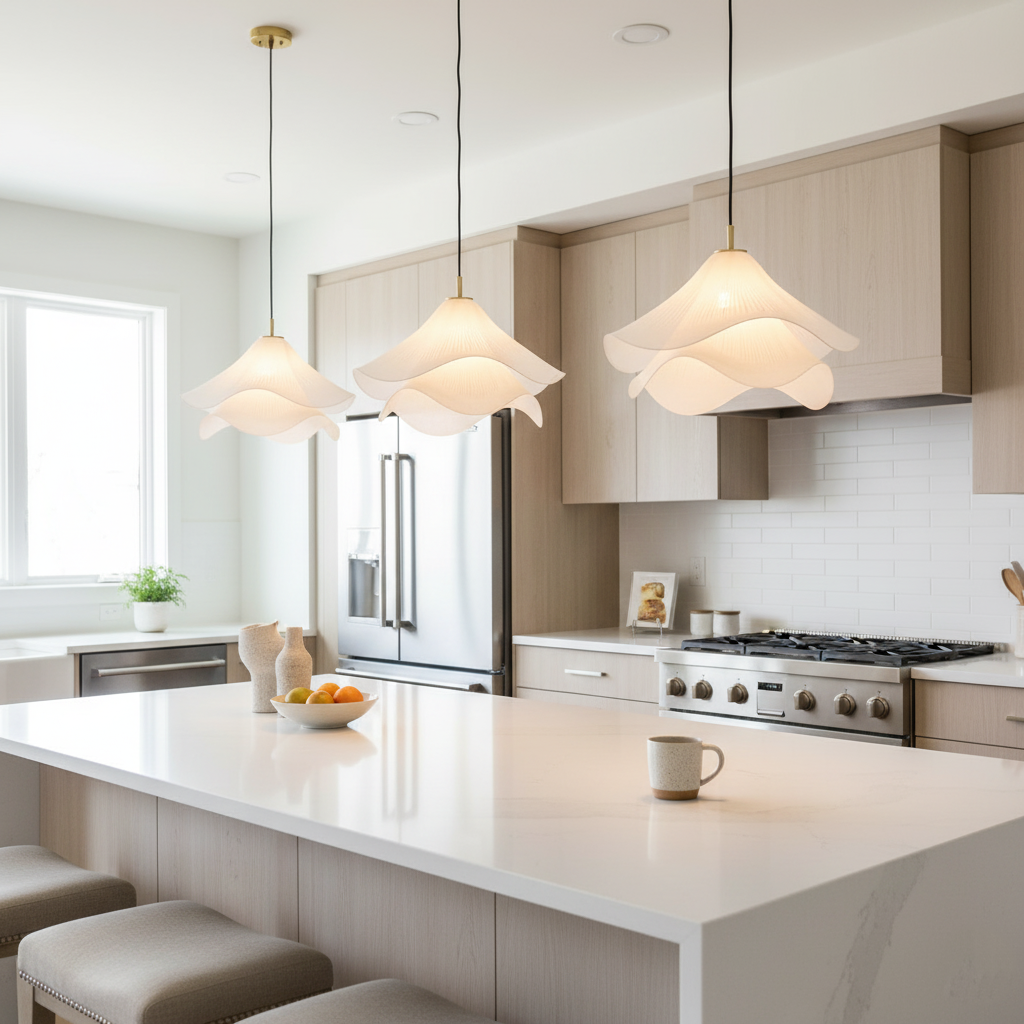 Radiance of Serenity Fabric Japandi Pendant Light