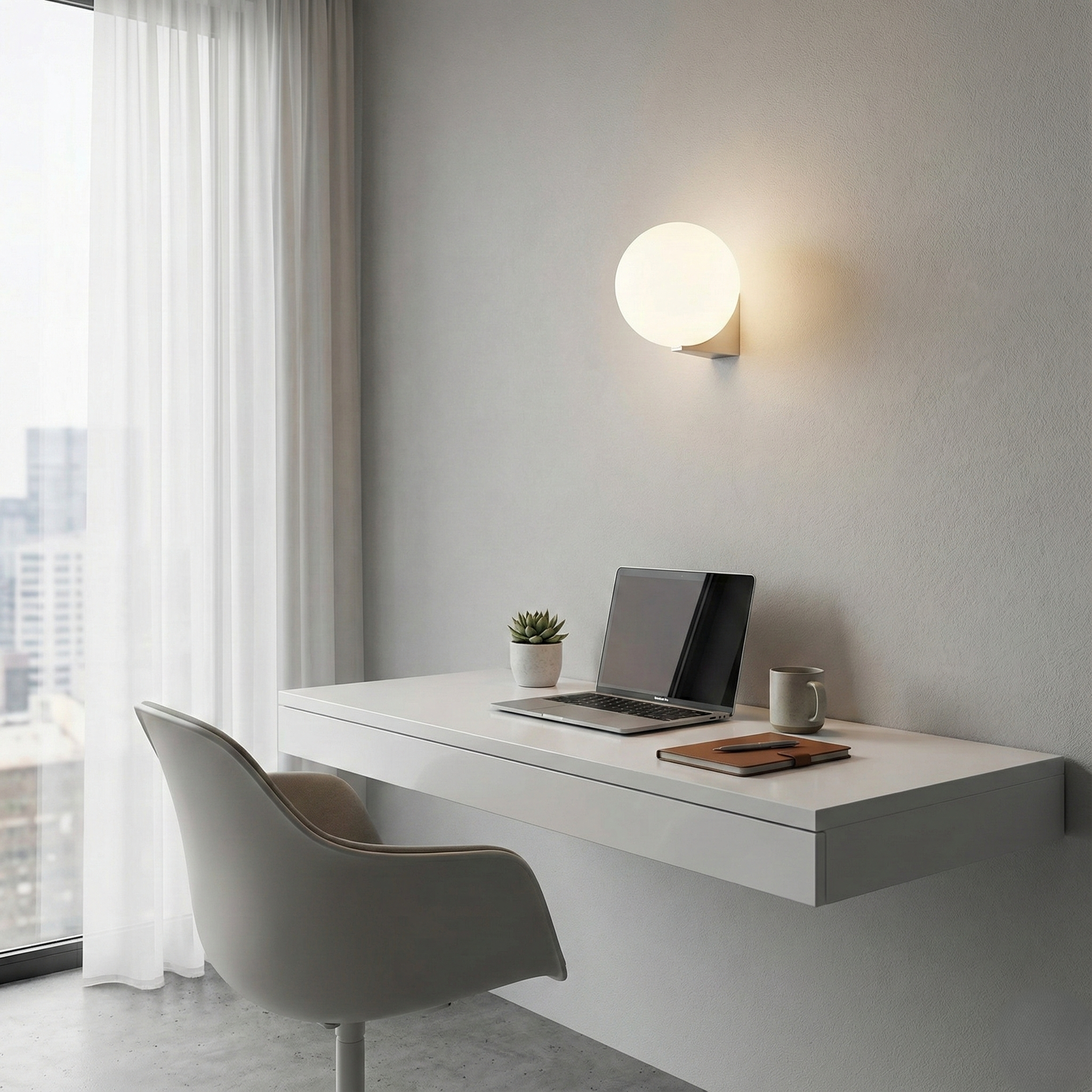 Lunaris Modern White Glass Globe Wall Light