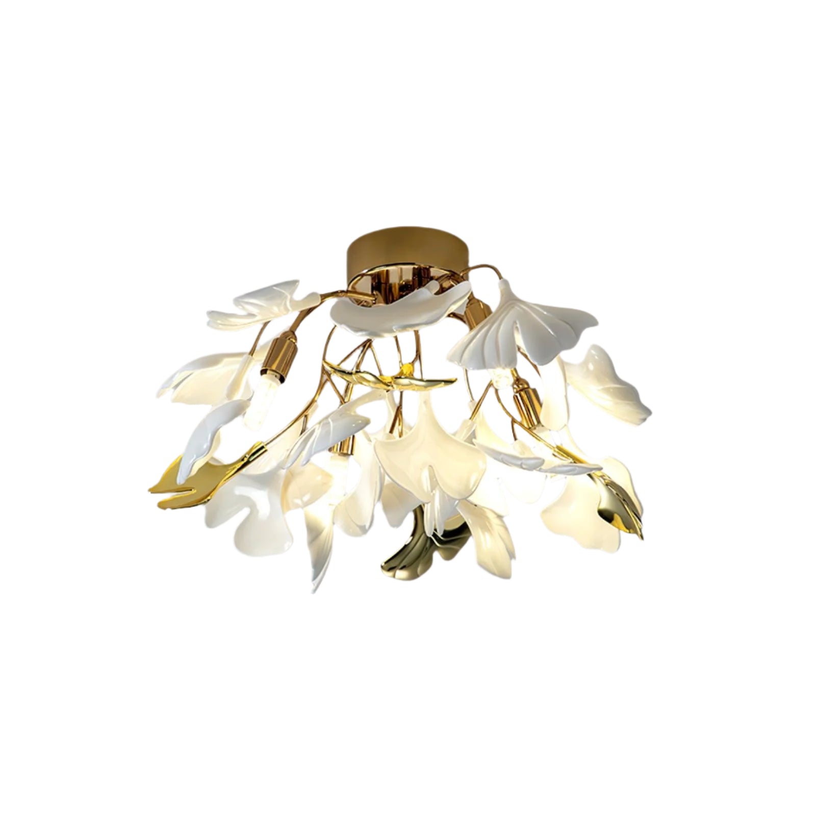 The Whispering Gingko Japandi Iron Ceramic Ceiling Light