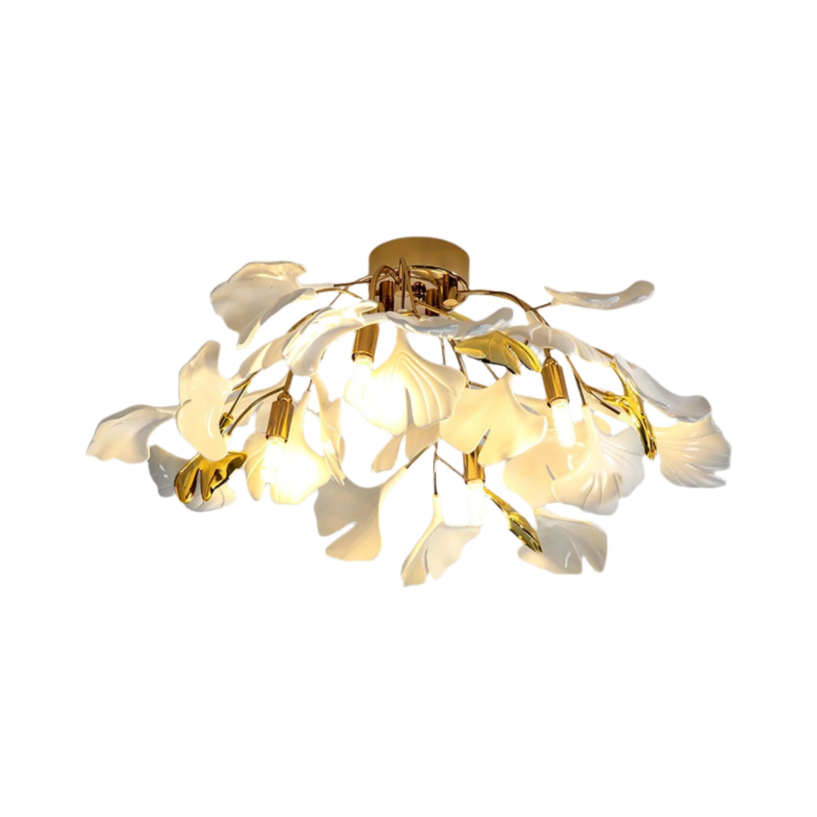 The Whispering Gingko Japandi Iron Ceramic Ceiling Light