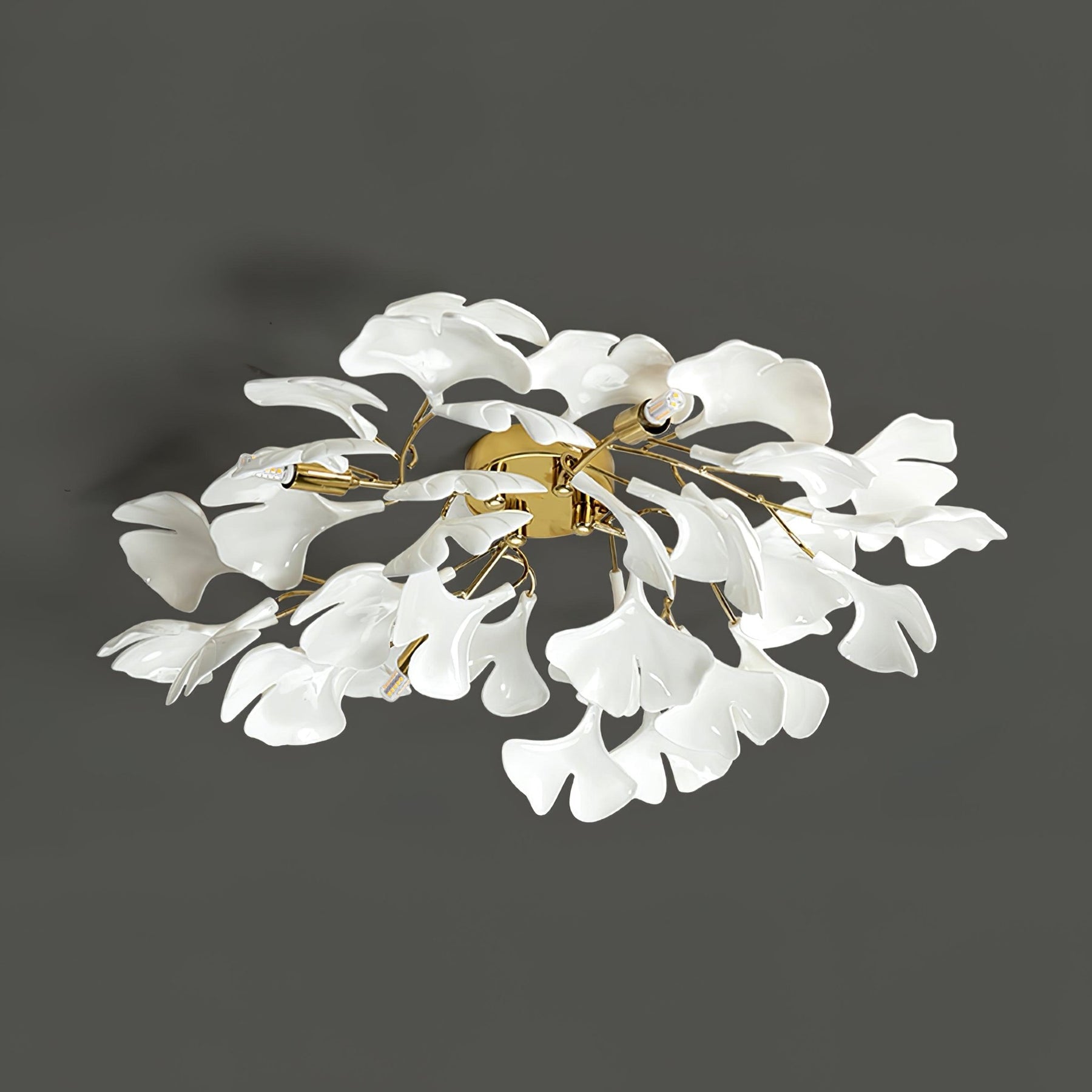 The Whispering Gingko Japandi Iron Ceramic Ceiling Light