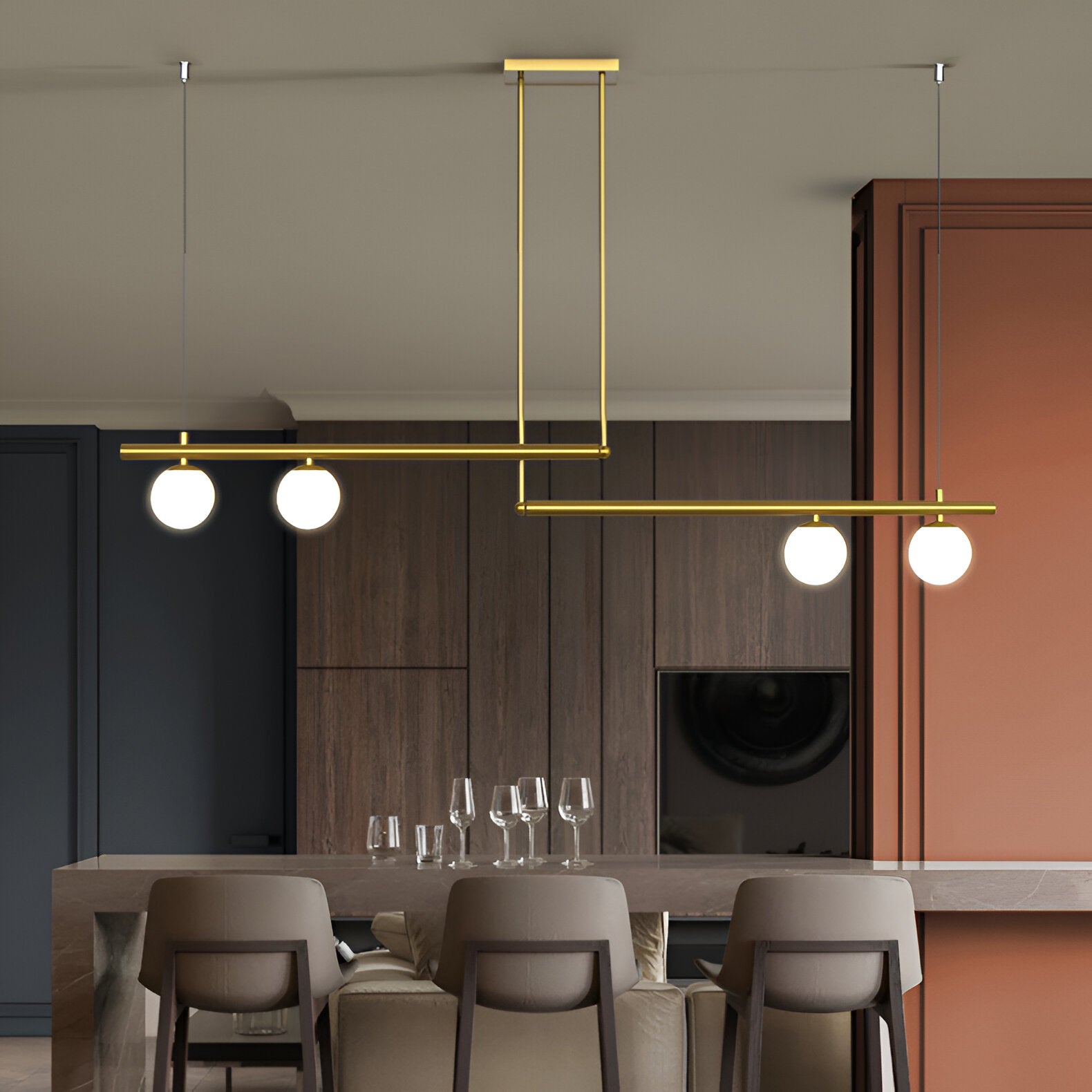 Nordic Glass Linear Luxury Pendant Light