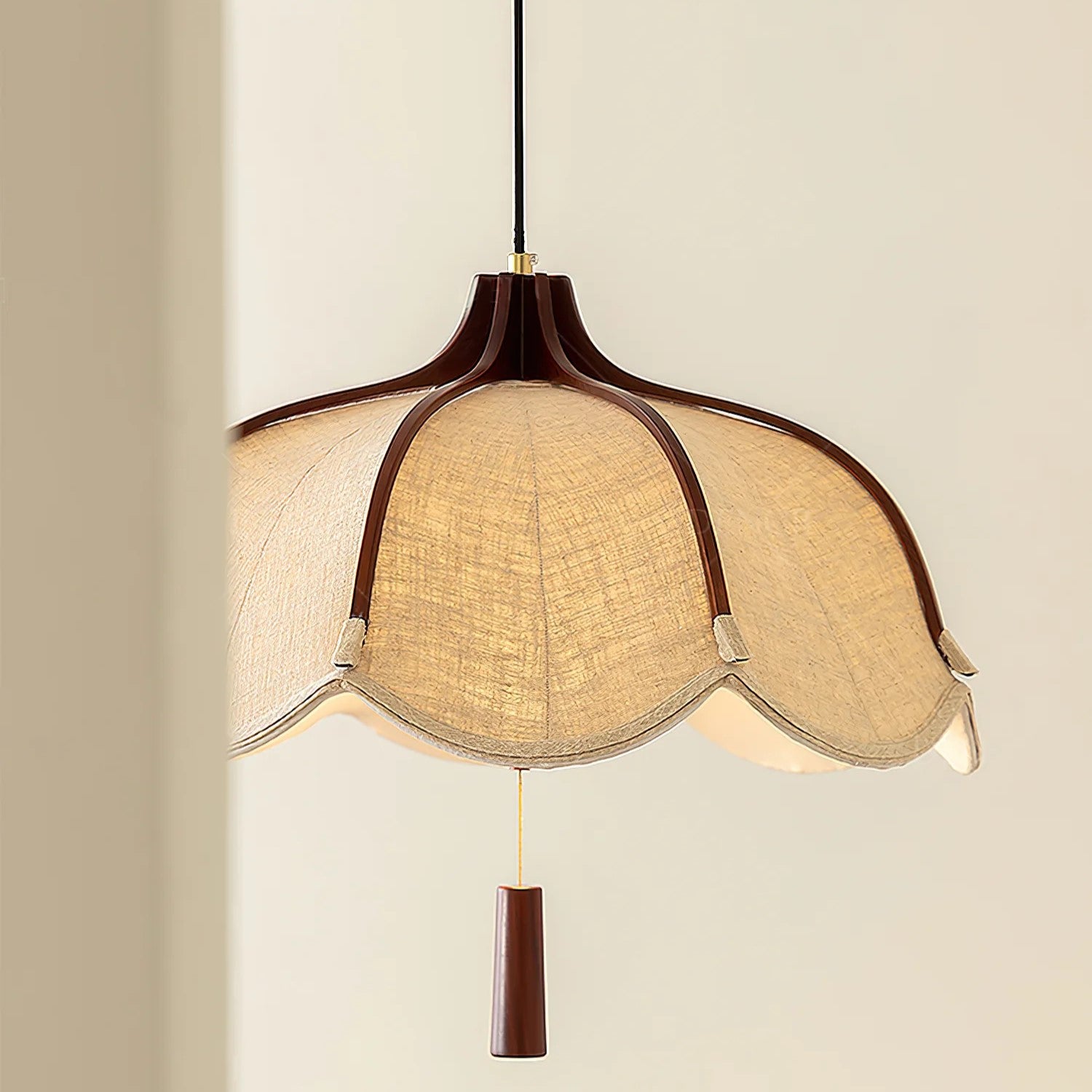 Modern Japanese Wabi Sabi Fabric Flower Shape Pendant Light